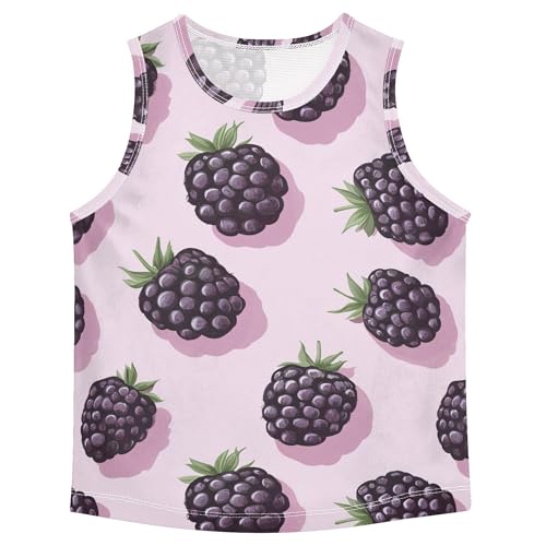 JUNZAN Sweet Blackberries Fruit Blush Tank Tops for Boys Sleeveless Teens Vest Kids Active Shirt for Biking Jogging Beach 3T