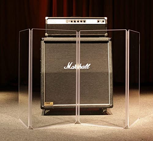 Guitar Amplifier Sound Deflection Shields: Crystal Clear Acrylic 4 Panel System Available in 5 Universal Sizes Amp Cab Baffle Frequency Reducer Low End Vibe Creator (32 inch x 24 inch)