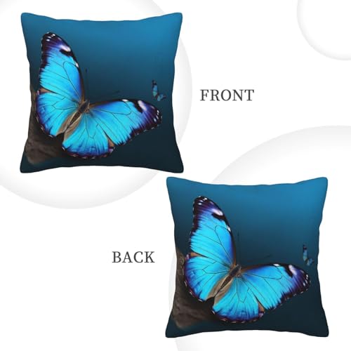 Housses de coussin papillon bleu décoratives double face 50x50 - 4