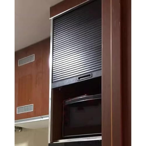 HOFSSI Flexible Decorative Tambour Door & Track Sets Face Frame, Black Tambour Door for Kitchen Cabinet, Roll up Sliding Door, ABS Folding Gate for Closet Cupboard(36x30(91.4x76.2cm))