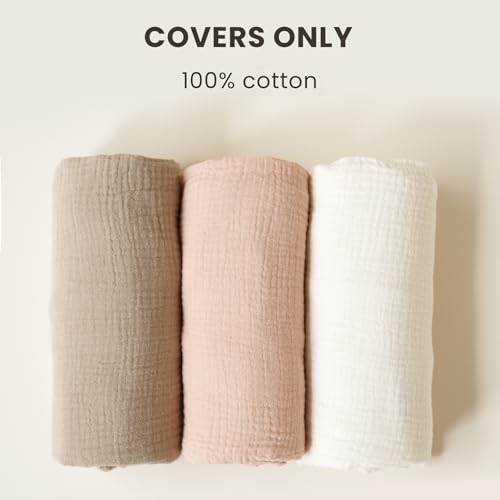 Image of Konssy Muslin Baby Lounger Cover 1 Pack, 100% Cotton Newborn Lounger Sheets, Soft and Breathable Baby Nest Slipcover, Cover Only (Wheat)