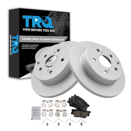 Image of TRQ Rear Brake Pad and Rotor Set Ceramic G Coated Rotors Compatible with 2010-2012 Lexus HS250h 2006-2018 Toyota RAV4