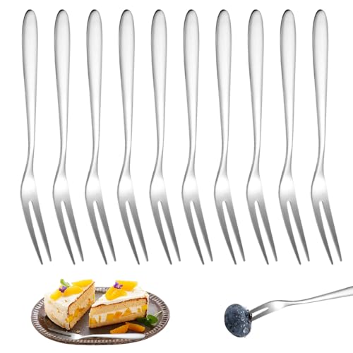 10 Stück Fruchtgabel, Picker 13,3cm, Edelstahl Modernes Speisegabel-Set, Lebensmittelqualität Kuchengabeln, Dessertgabeln, poliert,...