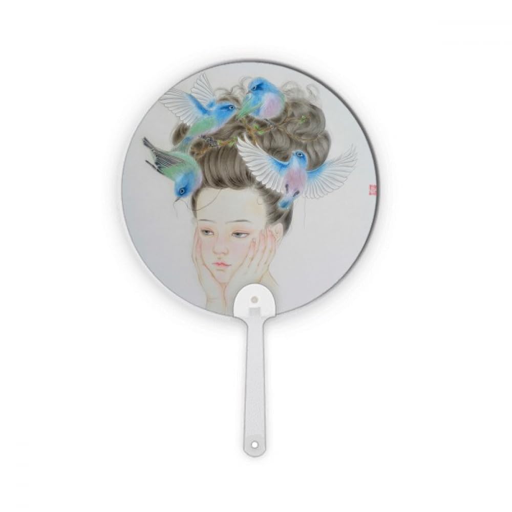 Suspension oiseau bleu Pretty Girl décoration ronde en plastique résistante