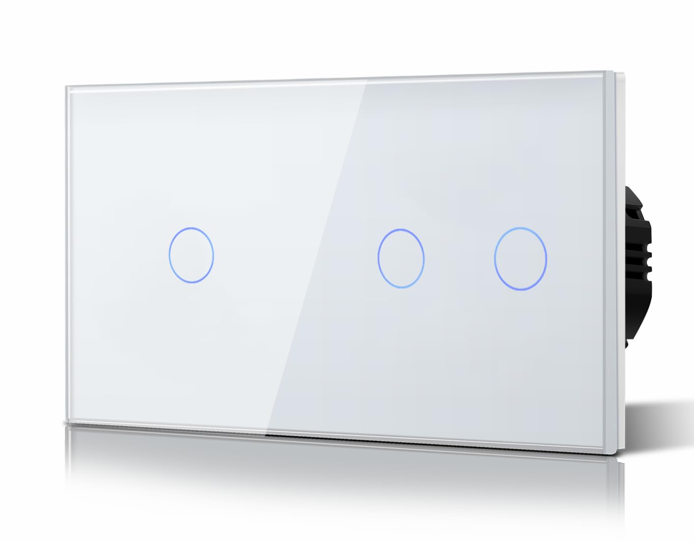 BSEED Touch Light Switch,Tempered Glass Panel with LED Backlight,No Neutral Wire Required,Non-WiFi,1 Gang 2 Way+2 Gang 2 Way,146mm Blanco