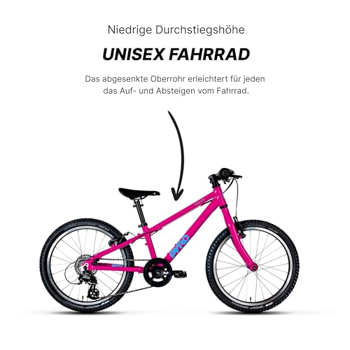 TechniBike PYRO Twenty - leichtes Kinderfahrrad 20 Zoll für Mädchen und Jungen (Lenker mit Microshift 8-Gang Kettenschaltung, ergonomischer Sattel, ab 7,6kg)