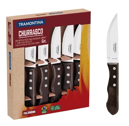 Tramontina - Couteaux à steak Jumbo. 6pcs inox et bois. – vue 5