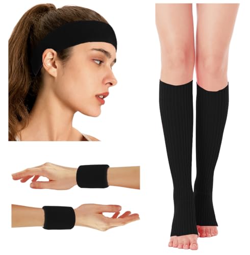 Image of v28 Neon Leg Warmers Set for women Headband Sweatbands Wristbands 80s 90s Pink Running Fanny 80's Plus Size Costumes Pack