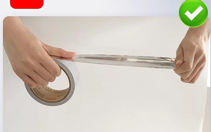 Image of ASEANAO Glass Fiber Cloth Aluminum Foil Tape, Fireproof Self-Adhesive Tape High Temperature Leak Proof Tin Foil Paper Duct Tape Seal Pipe Insulation Tear Resistance Metal Repair (5cm x 20m)