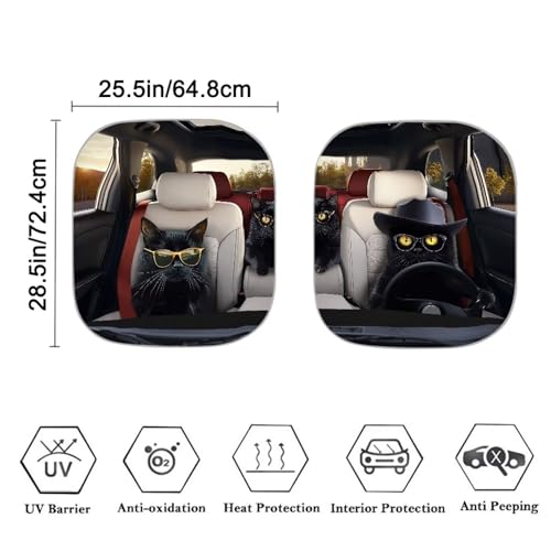 Image of Funny Cat Car Front Windshield Sun Shade Reflect UV Sun and Heat Foldable 2-Piece Car Windshield Sunshades Interior Accessories Sun Protection Universal Vehicle Accessories