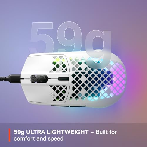 SteelSeries Aerox 3 Wireless - RGB Gaming-Mouse mit Öffnungen in der Oberfläche - Federleichtes, wasserabweisendes Design - Optischer TrueMove Air-Sensor mit 18.000 DPI - Snow – Bild 5