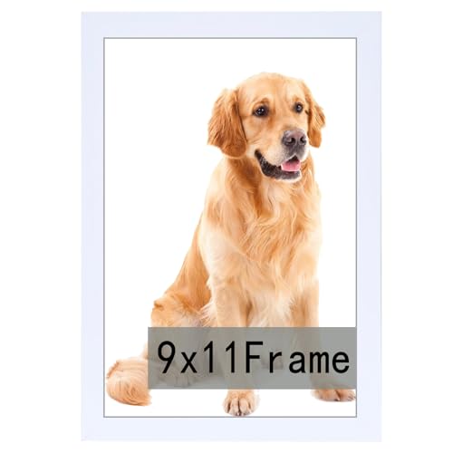 RUN HELIX 9x11 Picture Frame White for Wall Hanging or Tabletop- Wall Mounting Horizontally or Vertically, 9x11Wall Gallery Poster Photo Frame for 11 by 9 Photos, White