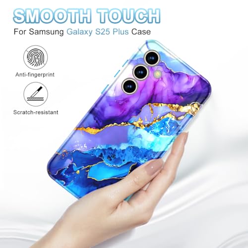 Btscase for Samsung Galaxy S25 Plus Case, [Military Grade Drop Tested] Marble Pattern Design Slim Rugged Shockproof Women Girls Men Protective Anti-Scratch Cover, Blue Purple by Btscase - Image 2