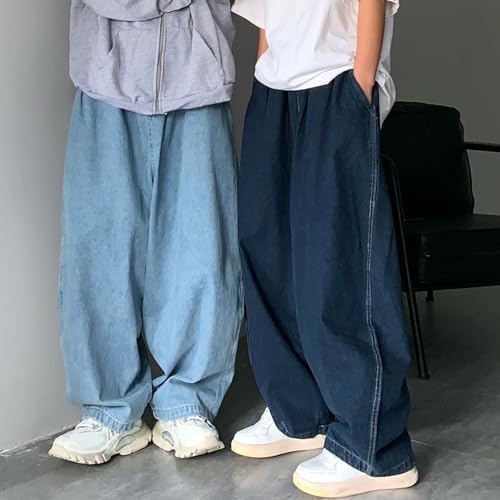 Men's Loose Fit Wide Leg Jeans Casual Baggy Hip Hop Jeans for Men Fashion Vintage Denim Pants with Pockets3