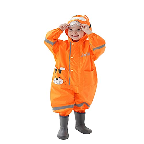 mama stadt Mono Impermeable Niños Niñas,Poncho de Lluvia con Capucha Chubasquero Reflectante Abrigos Impermeables Agua/Naranja XL Cover