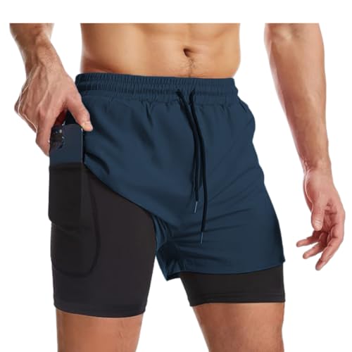 Image of Oysters Men's 2 in 1 Workout Shorts for Men with Phone Pockets