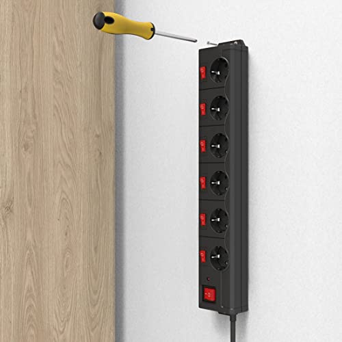 Regleta de enchufes para escritorio con interruptor individual y tomas a 90 grados 7