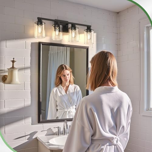 Image of DORESshop Bathroom Light Fixtures Over Mirror, Modern Vanity Light Black