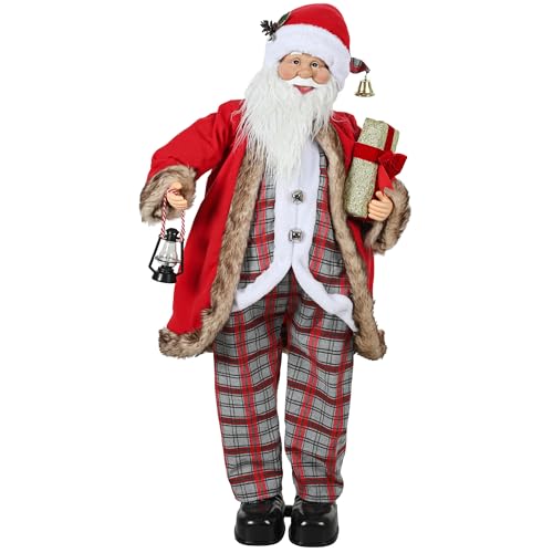 HOMCOM Papá Noel Animado, 141 cm de Alto, decoración navideña con Sonido Activado y música Festiva para Fiestas