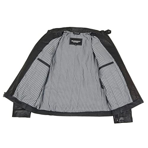 Milwaukee Leather SFM1809 Men's Two-Tone Euro Collar Cafe Style Leather Jacket4