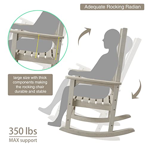 Efurden Rocking Chair Set Of 2, Over-Sized, Weather Resistant Patio Rocker For Adults, Smooth Rocking Chair For Indoor And Outdoor,350Lbs Load (Light Gray With Azure Grain) #TOP3