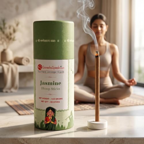 Image of GaneshaSpeaks Bambooless Dhoop Sticks with Jasmine Fragrance | 40 Pieces | Handcrafted by Skilled Artisans | Eco-Friendly | Pure Aroma | Free Ceramic Stand