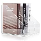 Clear Acrylic Magazine File Holder Desk Organizer File Folder Detachable Design for Office Organization and Storage with 3 Vertical Compartments