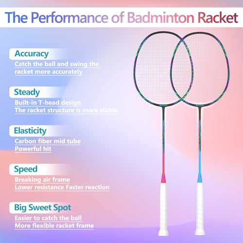 Image of Professional Carbon Fiber Badminton Rackets Badminton Racquet for Backyards Gym