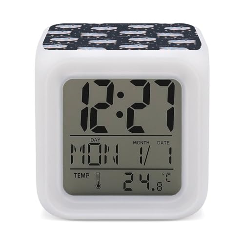 Bonito reloj despertador digital con diseño de koala dormido para dormitorio, pantalla LED, alarmas de noche