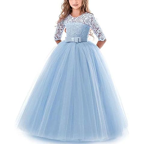 NNJXD Chicas Pompa Bordado Vestido de Bola Princesa Boda Vestir Cover