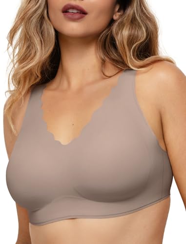 Image of COMFELIE Wireless Bra Seamless Comfort Everyday Bra for Women, Breathable Seamless Bra with Scallop Edges