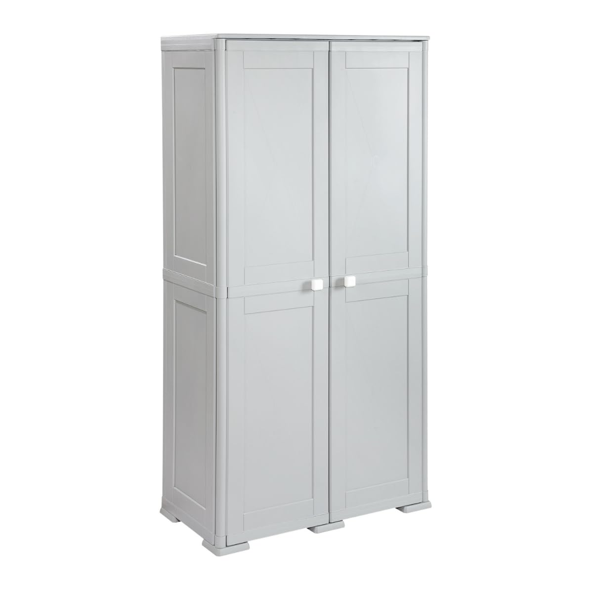 Tomaino - Armario Escobero de Exterior Con 2 Puertas y 4 Compartimentos - Mueble Para Balcón, Jardín, Garaje - Simplex Gris