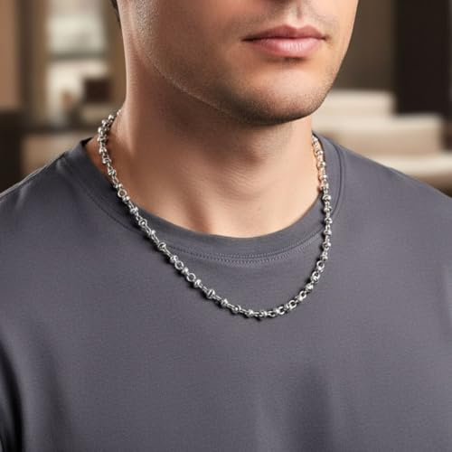Image of THE MEN THING Chain for Men, Luxury Pure Titanium Steel Chain | Silver Stainless Steel Chain | Necklace Jewellery for Men & Boys