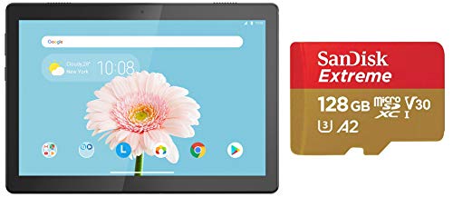 Image of Lenovo Tab M10 HD (2GB, 32GB, Wi-Fi + 4G LTE, Volte Calling, Slate Black) + SanDisk 128GB Extreme microSDXC, U3, C10, V30, UHS 1, 160MB /s R, 90MB /s W, A2 Card for 4K Video Rec