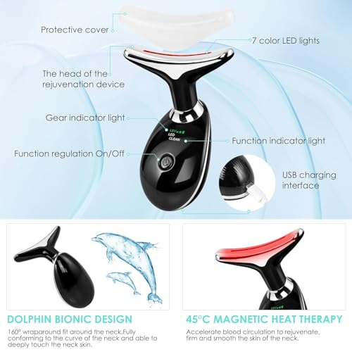 Image of Facial Massager Red-Light-Therapy-for-Face and Neck, Face ๐ฒ culpting Wand with 7 Color (Bright Black)