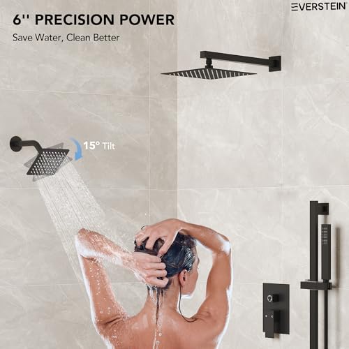 Image of 10 inch High-Pressure Rainfall Shower Faucet with Handheld Spray, Wall Mount Dual Shower Head System with Slide Bar (Matte Black)