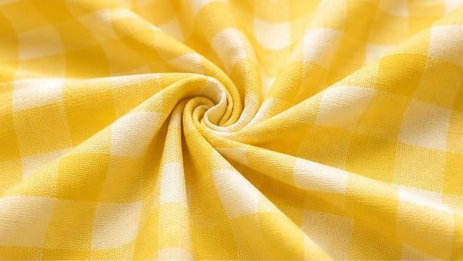 Image of 210 TC Premium Glace Cotton Comfort Elegent Design Bedsheet with Pillow Cover - Ultra Soft Cotton Queen Bed Sheet for Daily Comfort - YellowCheck Elegent 90x90 Inche