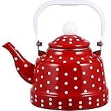 1.8 Quart Vintage Tea Kettle,Enamel Tea Kettle with Handle Cute Tea Kettle Stovetop,Enamel on Steel Water Coffee Tea Kettle,Colorful Hot Water Kettle for Home Kitchen Decor, No Whistling