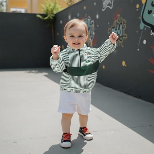 Toddler Baby Boy Sweatshirts Casual Golf Embroidery Striped Half Zipper Long Sleeve Tops for Kids Fall Clothes2