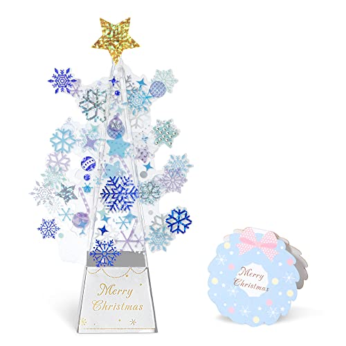 Carte de Noël 3D Cartes de Voeux Pop-Up avec Cartes Cadeaux Sapin de Noël en Transparent pour Filles ou Garçons Cadeaux Cover
