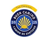 Buen Camino 2025 Commemorative Patch and Map Card // Camino de Santiago Pilgrim Badge // Blue and Yellow Shell Design // Global Shipping