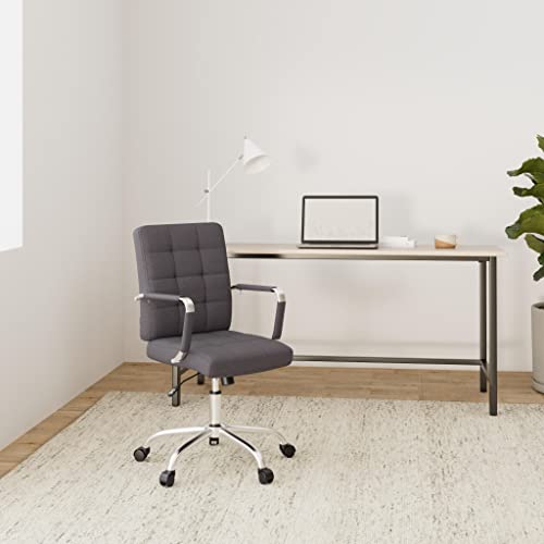 Sedia Ufficio Deli Pro In Tessuto I Sedia Girevole Imbottita E Trapunta I Sedia Scrivania Con Braccioli, Colore:grigio scuro - Sedia gaming - Immagine 1