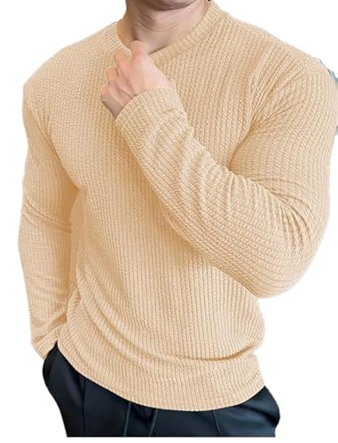 Image of Men's Polyester T-Shirt with Round Neck Long Sleeves Solid Pattern Regular Fit and Standard Length | Mans T Shirts for Casual