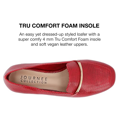 Image of Journee Womens Loafer Flat Notched Topline Square Toe Slip-On Block Heel - Wrenn Casual Dress Shoe