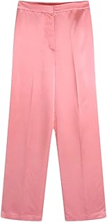 Conjunto de 2 piezas estilo OL para mujer, con cinturón, pantalones rectos, color rosa