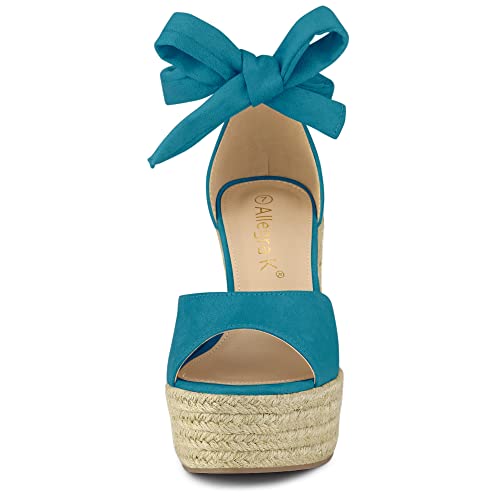 Espadrilles compensées bleu sarcelle Allegra K : sangle cheville ajustable anti-glisse - 2