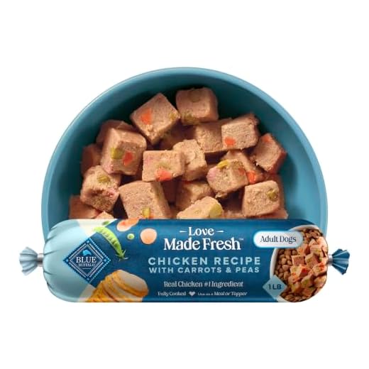 Blue Buffalo Love Made Fresh Natural Adult Dog Food, Refrigerated, Chicken with Carrots and Peas, Fresh Dog Food, Ready-to-Serve, 1-lb Roll