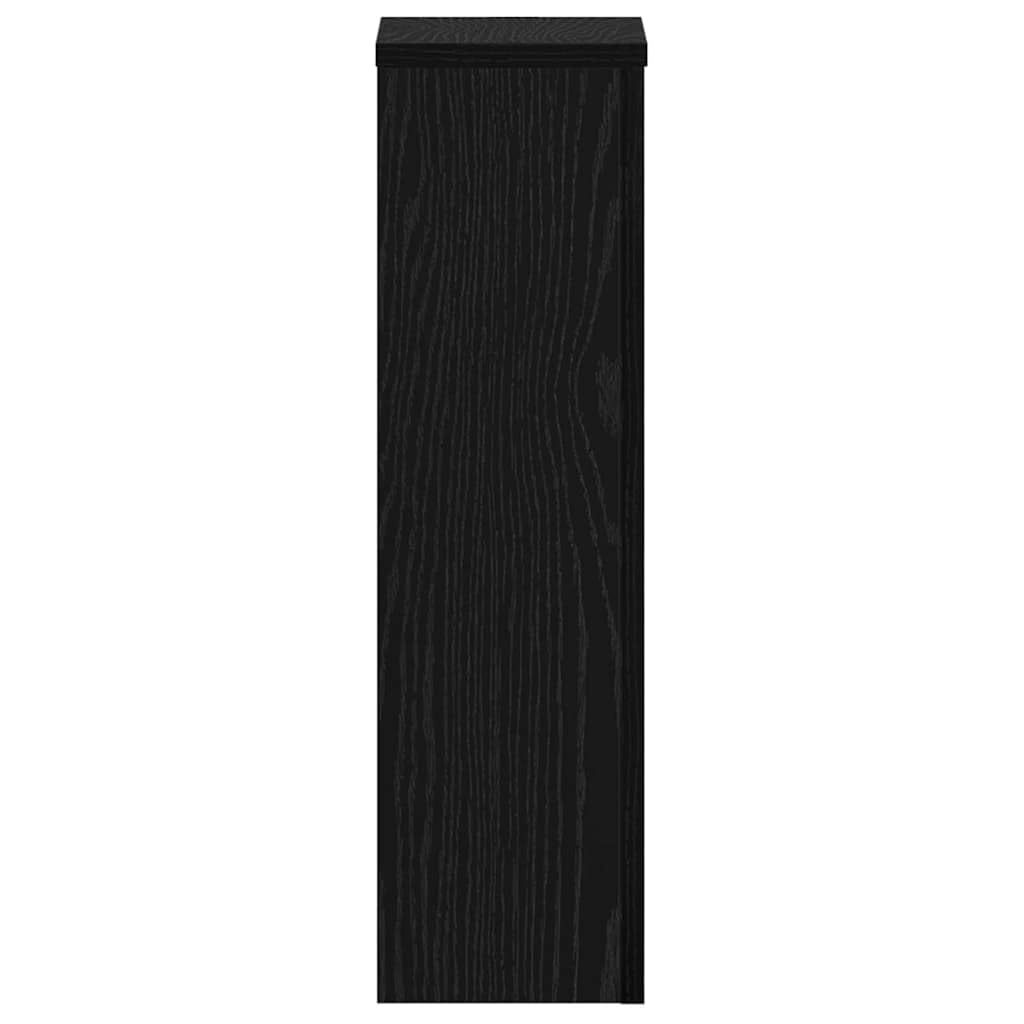 Pflanzenständer 2er Set Holz-Optik - Moderne Pflanzensäule für Wohnzimmer und Terrasse - Eckiges Blumenständer Set, Schwarz Eichen-Optik, 17 x 17 x 60 cm