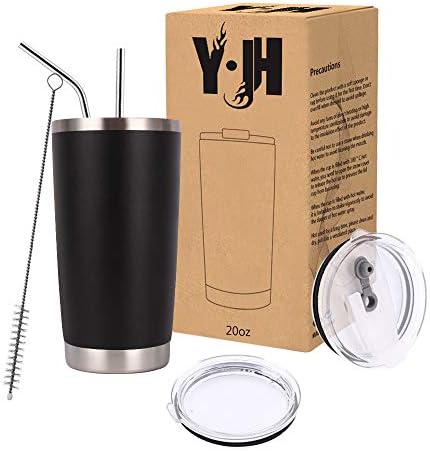 Y·J&H 30oz (850ml) Travel Tumbler Double Wall Vacuum Insulated Coffee Mug Stainless Steel Coffee Cup with 2 Splash Proof Lid, 2 Straws & Free Cleaning Brush, BPA Free - Turquoise