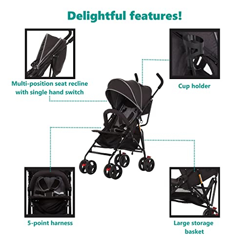 Dream On Me Vista Moonwalk Baby Stroller In Black, Lightweight Infant Stroller With Compact Fold, Multi-Position Recline Umbrella Stroller With Canopy, Extra Large Storage And Cup Holder #TOP3